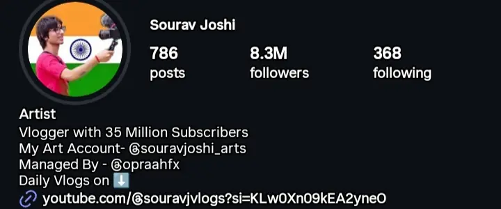 Sourav Joshi Instagram profile